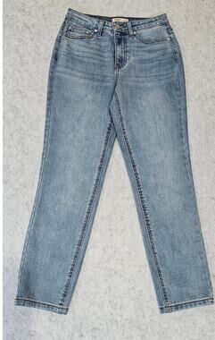 OAT New York Women High Rise Straight Leg Jeans Blue Denim Pants, Sz 2/26